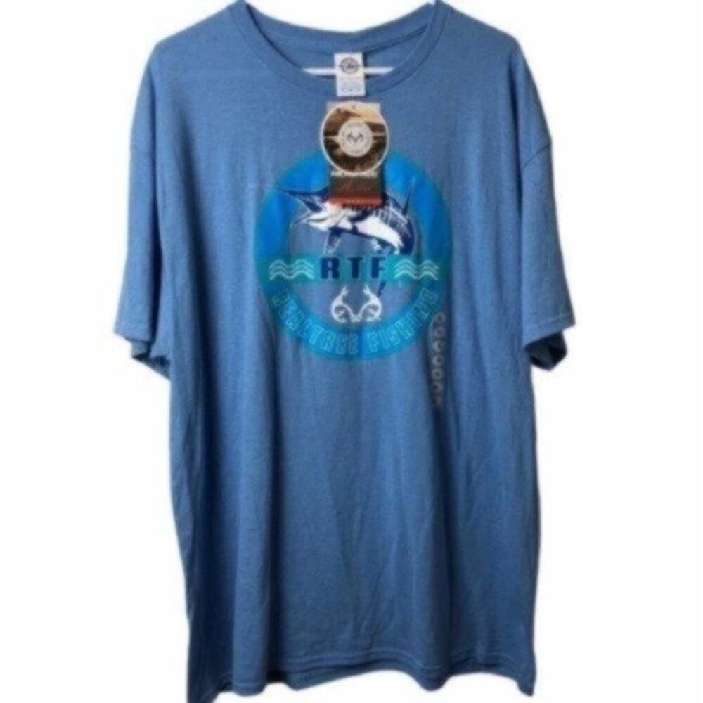 RealTree Blue Active Graphic Tee Adult XL